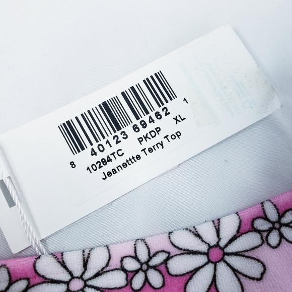 *Last Chance* NWT Frankie's Bikinis Pink Daisy Terry Swimsuit Top + Bottom XL - Picture 8 of 16